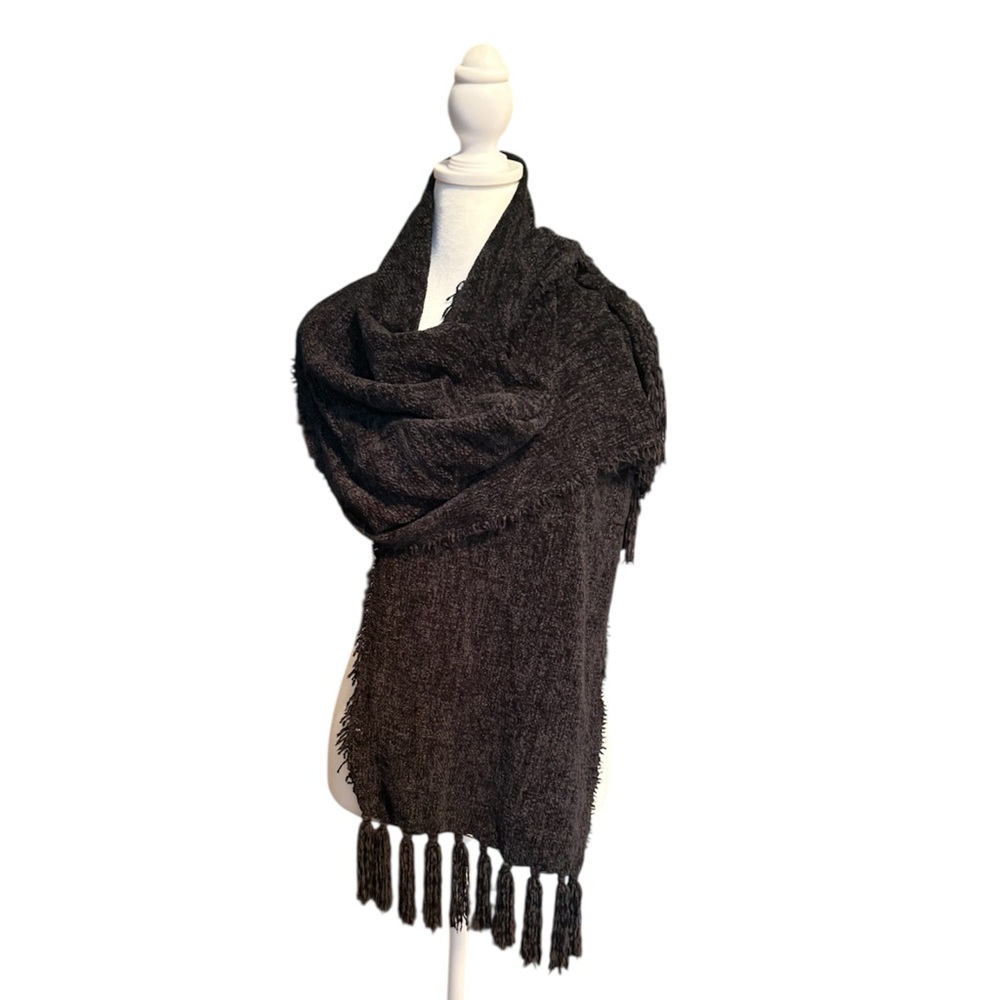 Style & Co. Black Fringe Scarf 13x72-NWT*